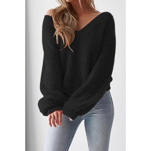 Bee Glam Sweaters - New Madison V-Neck Loose Sweater